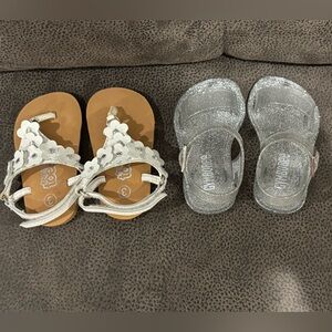 Gymboree Silver and White Kids Sandals Set